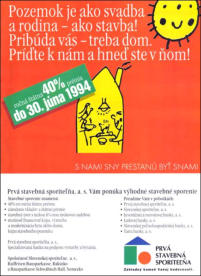 Prvá stavebná sporiteľňa 1994 - celoročná printová a billboardová kampaň
